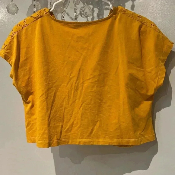Zara Mustard yellow eyelet crop top size Medium - Picture 4 of 7